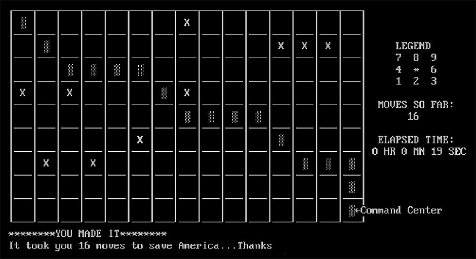 1985年のDOS用ゲーム「Relentless Logic」のプレイ画面